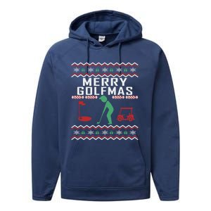 Golf Ugly Christmas Golfing Crazy Holiday Golfers Xmas Gift Funny Gift Performance Fleece Hoodie