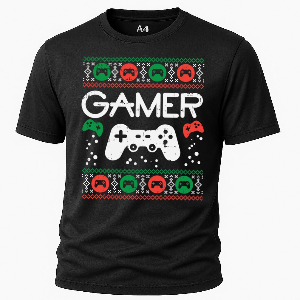 Gamer Ugly Christmas Sweater Retro Video Game Xmas Boys Gift Cooling Performance Crew T-Shirt
