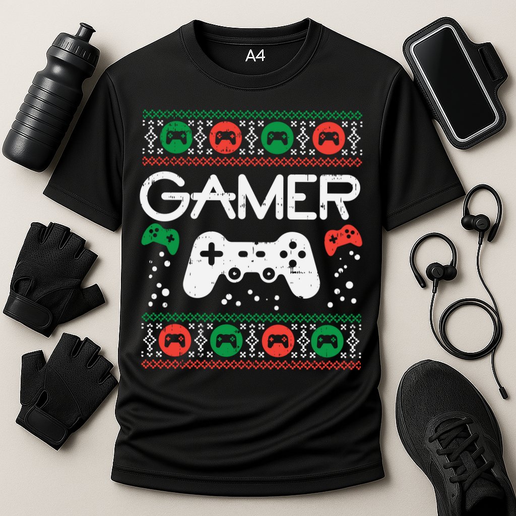 Gamer Ugly Christmas Sweater Retro Video Game Xmas Boys Gift Cooling Performance Crew T-Shirt