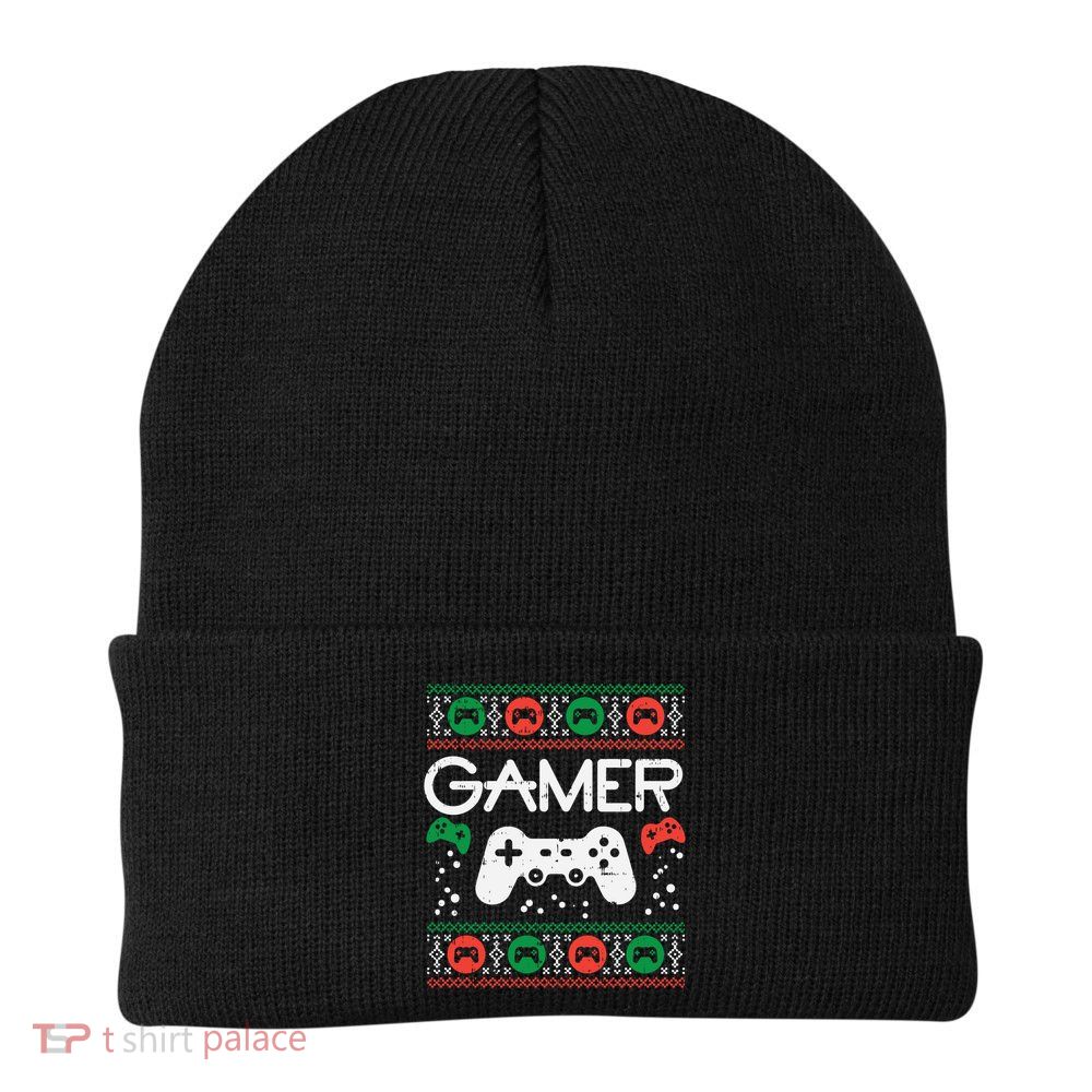Gamer Ugly Christmas Sweater Retro Video Game Xmas Boys Gift Beanie