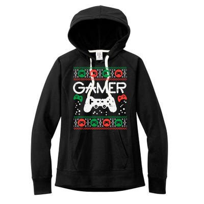 Gamer Ugly Christmas Sweater Retro Video Game Xmas Boys Gift Women's Fleece Hoodie
