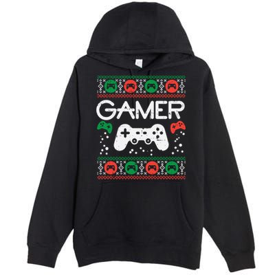 Gamer Ugly Christmas Sweater Retro Video Game Xmas Boys Gift Premium Pullover Hoodie