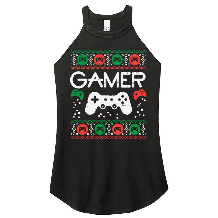 Gamer Ugly Christmas Sweater Retro Video Game Xmas Boys Gift Women's Perfect Tri Rocker Tank