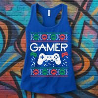 Gamer Ugly Christmas Sweater Retro Video Game Xmas Boys Gift Womens Tank Top