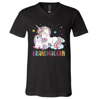 Grandmacorn Unicorn Costume Grandma Mom Mother's Day V-Neck T-Shirt