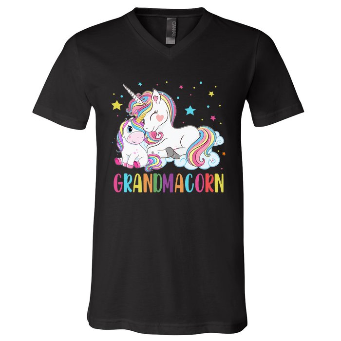 Grandmacorn Unicorn Costume Grandma Mom Mother's Day V-Neck T-Shirt