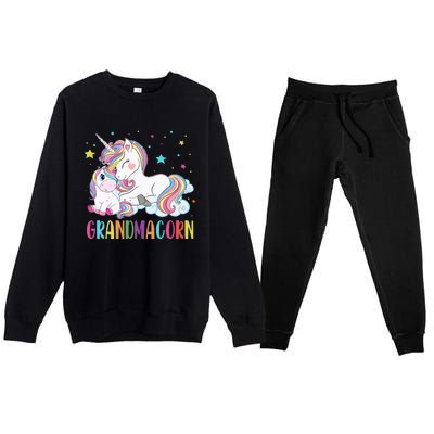 Grandmacorn Unicorn Costume Grandma Mom Mother's Day Premium Crewneck Sweatsuit Set