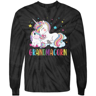 Grandmacorn Unicorn Costume Grandma Mom Mother's Day Tie-Dye Long Sleeve Shirt