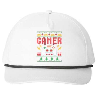 Gamer Ugly Christmas Retro Video Game Xmas Gift Snapback Five-Panel Rope Hat