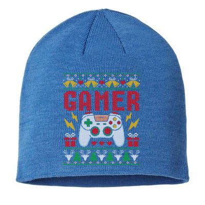 Gamer Ugly Christmas Retro Video Game Xmas Gift Sustainable Beanie