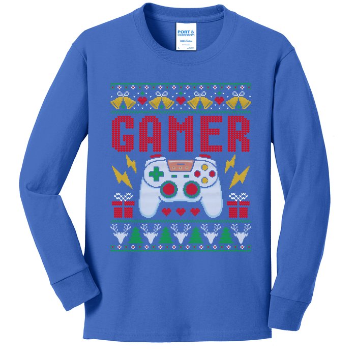 Gamer Ugly Christmas Retro Video Game Xmas Gift Kids Long Sleeve Shirt