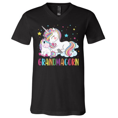 Grandmacorn Unicorn Costume Grandma Mom Mother's Day V-Neck T-Shirt