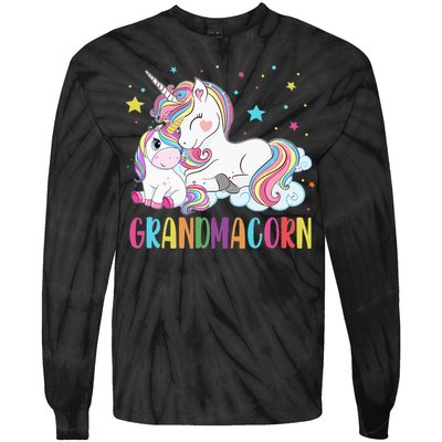 Grandmacorn Unicorn Costume Grandma Mom Mother's Day Tie-Dye Long Sleeve Shirt