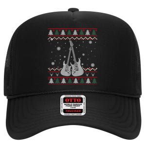 Guitar Ugly Christmas Pajama Funny Gifts Music Lover   High Crown Mesh Back Trucker Hat