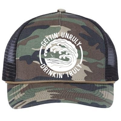 Gettin Unruly Drinkin Truly Summer Alcohol Retro Rope Trucker Hat Cap