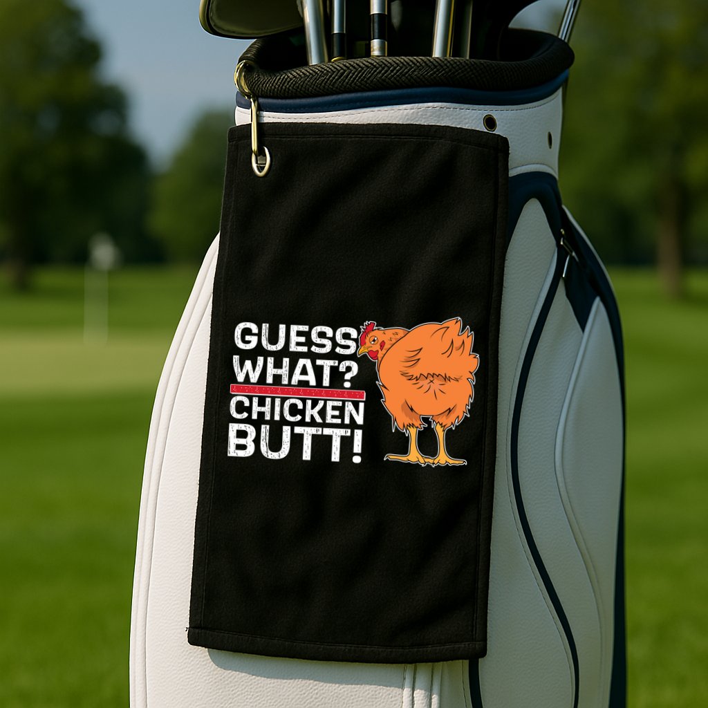 Guess What? Chicken Butt! Funny Joke Golf Towel