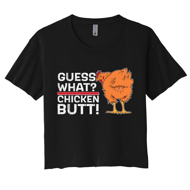 Guess What? Chicken Butt! Funny Joke Crop Top