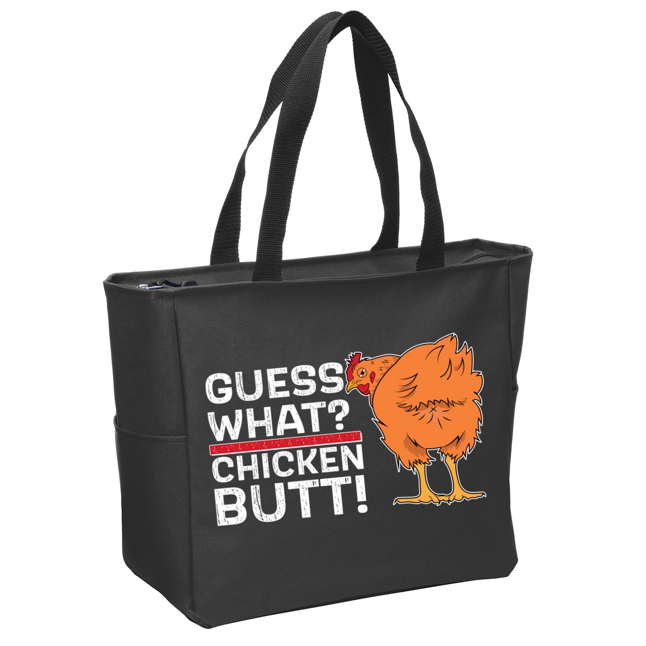 Guess What? Chicken Butt! Funny Joke Zip Tote Bag