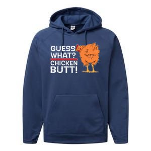 Guess What? Chicken Butt! Funny Joke Performance Fleece Hoodie