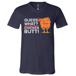 Guess What? Chicken Butt! Funny Joke V-Neck T-Shirt