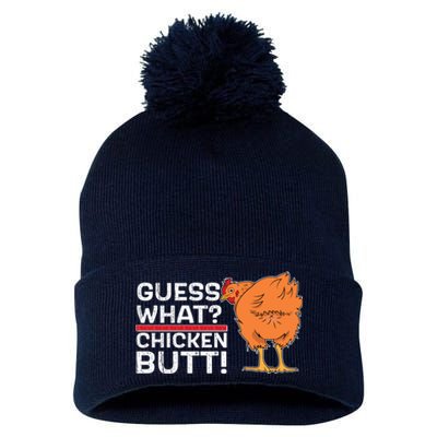 Guess What? Chicken Butt! Funny Joke Pom Pom 12in Knit Beanie