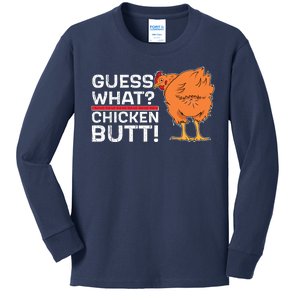 Guess What? Chicken Butt! Funny Joke Kids Long Sleeve Shirt