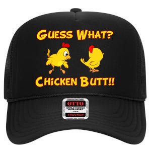 Guess What Chickenbutt? Chicken Graphic Butt High Crown Mesh Back Trucker Hat