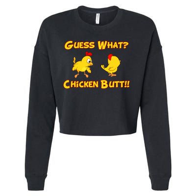 Guess What Chickenbutt? Chicken Graphic Butt Cropped Pullover Crew