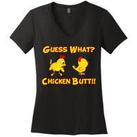 Guess What Chickenbutt? Chicken Graphic Butt Women's V-Neck T-Shirt