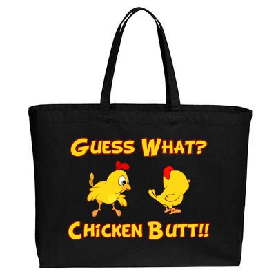 Guess What Chickenbutt? Chicken Graphic Butt Cotton Canvas Jumbo Tote