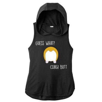 Guess What Corgi Butt Ladies PosiCharge Tri-Blend Wicking Draft Hoodie Tank