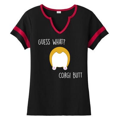 Guess What Corgi Butt Ladies Halftime Notch Neck Tee