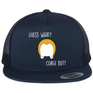 Guess What Corgi Butt Flat Bill Trucker Hat