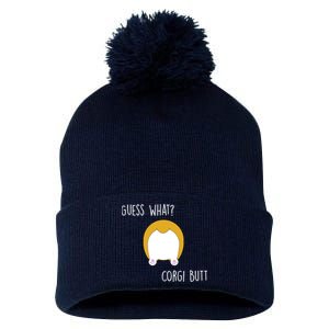 Guess What Corgi Butt Pom Pom 12in Knit Beanie