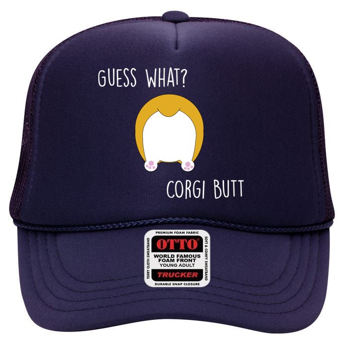 Guess What Corgi Butt High Crown Mesh Back Trucker Hat