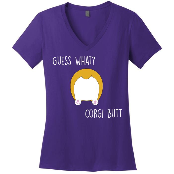 Guess What Corgi Butt Women's V-Neck T-Shirt