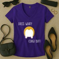 Guess What Corgi Butt Women's V-Neck T-Shirt