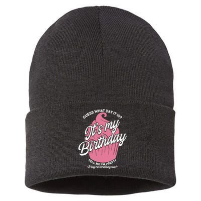 Guess What Day It Is? It's My Birthday Tell Me I'm Pretty Sustainable Knit Beanie