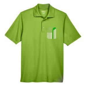 Golf Us Flag Funny Golf Lover Patricks Day Gift Men's Origin Performance Pique Polo