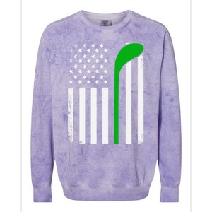 Golf Us Flag Funny Golf Lover Patricks Day Gift Colorblast Crewneck Sweatshirt