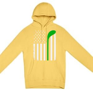 Golf Us Flag Funny Golf Lover Patricks Day Gift Premium Pullover Hoodie