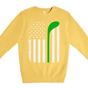 Golf Us Flag Funny Golf Lover Patricks Day Gift Premium Crewneck Sweatshirt