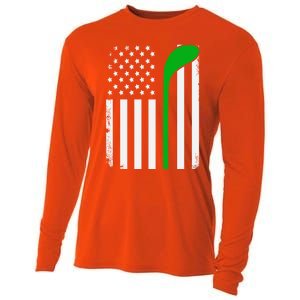 Golf Us Flag Funny Golf Lover Patricks Day Gift Cooling Performance Long Sleeve Crew