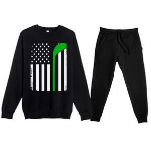 Golf Us Flag Funny Golf Lover Patricks Day Gift Premium Crewneck Sweatsuit Set