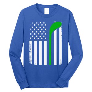 Golf Us Flag Funny Golf Lover Patricks Day Gift Long Sleeve Shirt