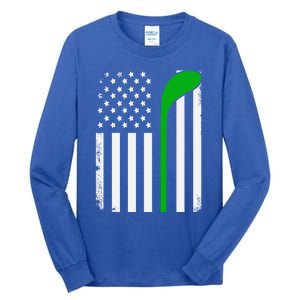 Golf Us Flag Funny Golf Lover Patricks Day Gift Tall Long Sleeve T-Shirt