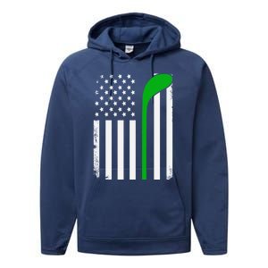 Golf Us Flag Funny Golf Lover Patricks Day Gift Performance Fleece Hoodie