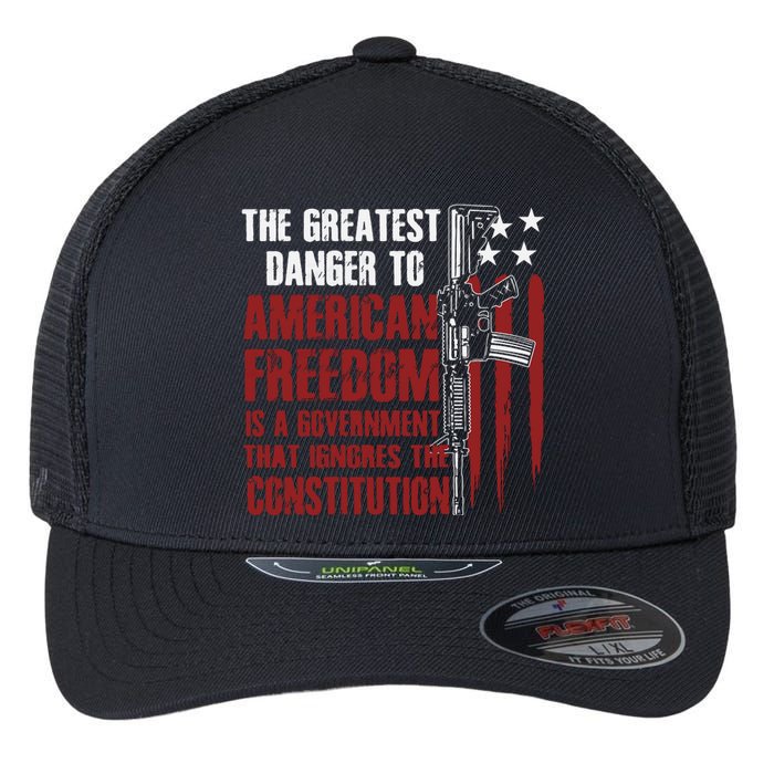 Gun Usa Flag American Freedom Funny Government Flexfit Unipanel Trucker Cap