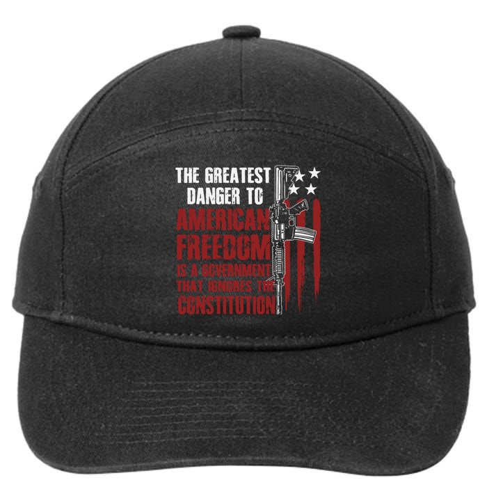 Gun Usa Flag American Freedom Funny Government 7-Panel Snapback Hat