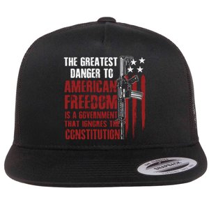 Gun Usa Flag American Freedom Funny Government Flat Bill Trucker Hat